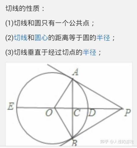 平面几何中,将和圆只有一个公共交点的直线叫做圆的切线