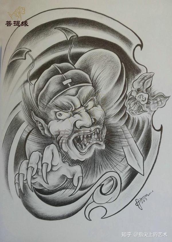 我是雕刻师,菩提缘人物纹身雕刻素描手稿(第二十一期)