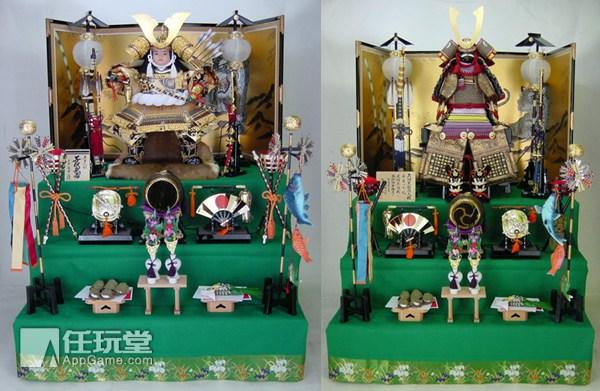 如神武天皇,德川家康,桃太郎,金太郎等等,在人偶的两旁一般会装饰有