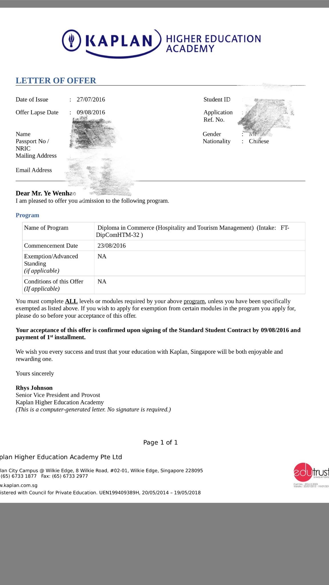 各位大大帮我翻译一下这份offer。? - 留学 - 知