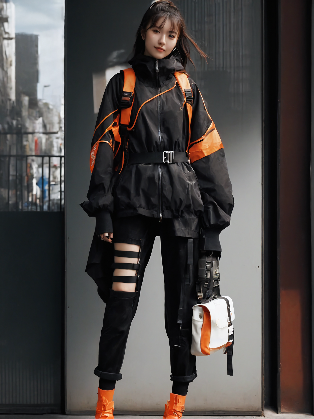 ai-机能风美女 | 关键词:超现实写真,摄影,室外,光线自然,机能风