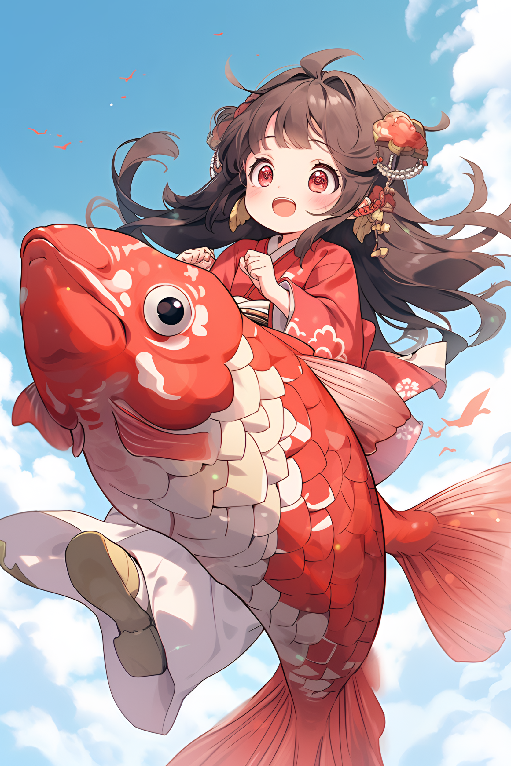 锦鲤本身寓意着吉祥,好运,而锦鲤附身则代