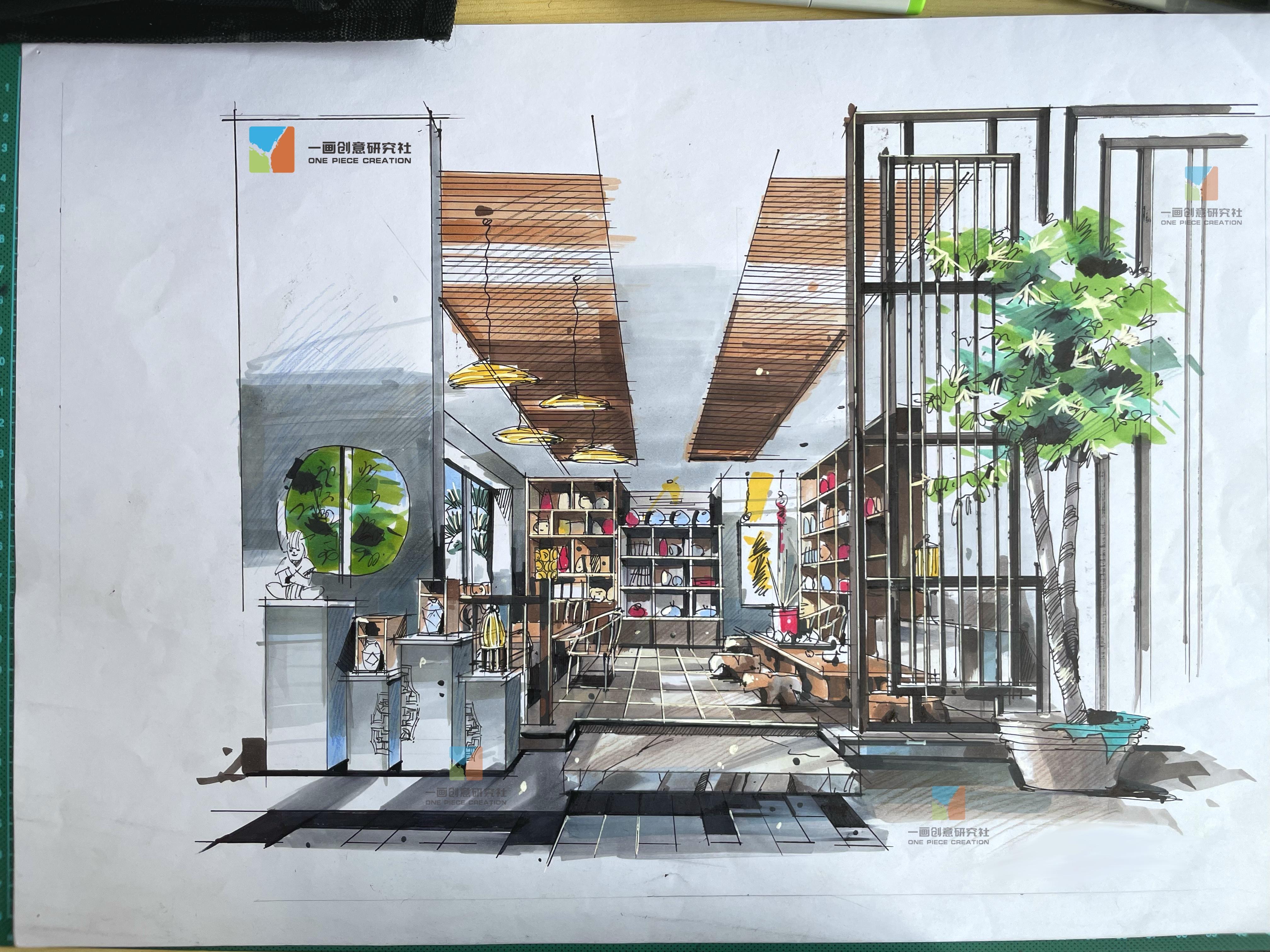 一画考研皮皮老师 的想法: 环境艺术手绘