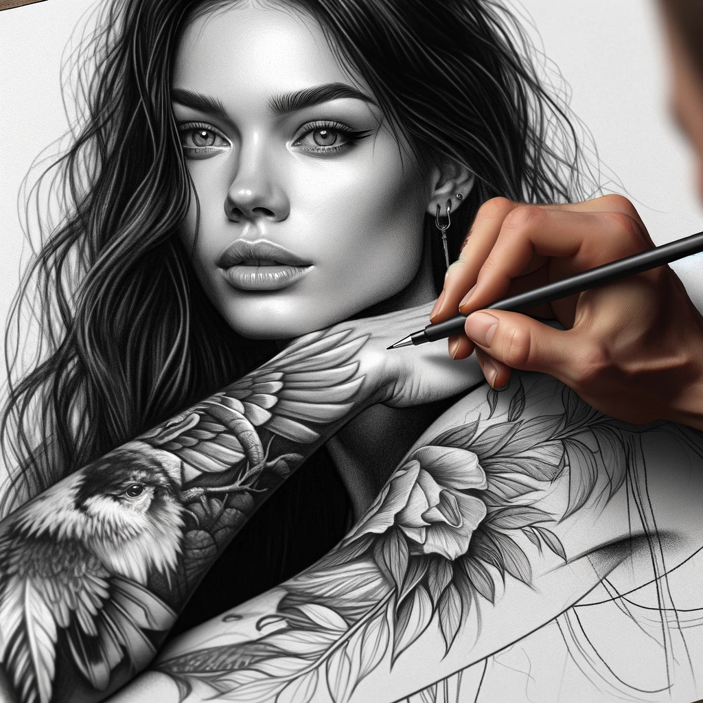 土博士 的想法: ai绘画三分天下160:超写实纹身女