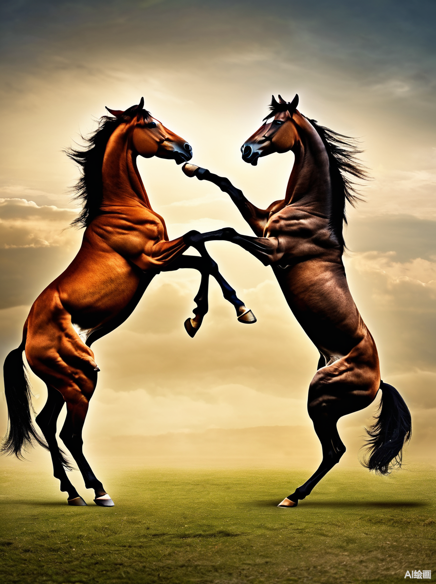 圣圣 的想法: ai绘画让马站起来打架的关键词