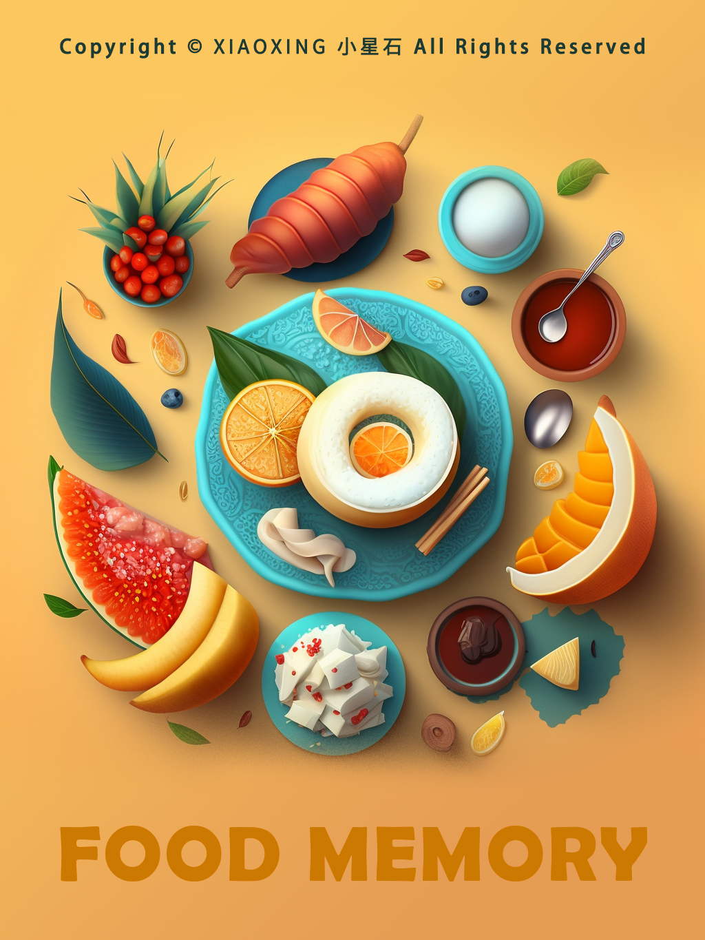 张小哈 的想法: ai绘画 | 轻拟物风格食物场景插画 | 一组同学们在