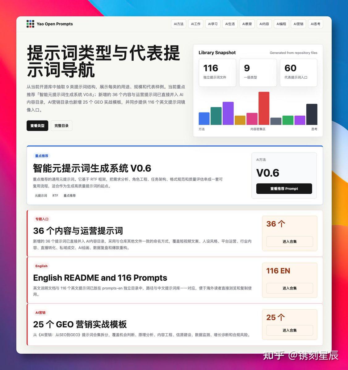 镌刻星辰 的想法: 116个中文提示词库开源了 | GitHub 上新发现：Yao Open Prompts，一个按真实场景分类的中文提示词库 ...