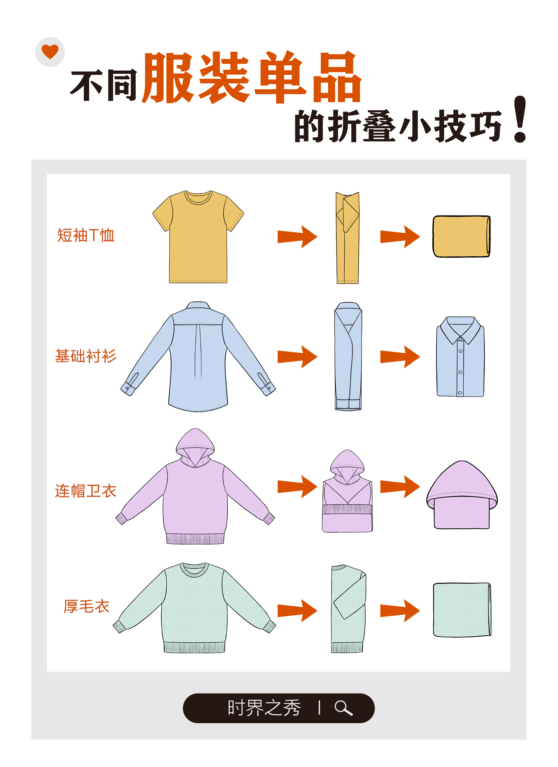 时界之秀 的想法: 衣服折叠小技巧,让你的衣橱更整洁!