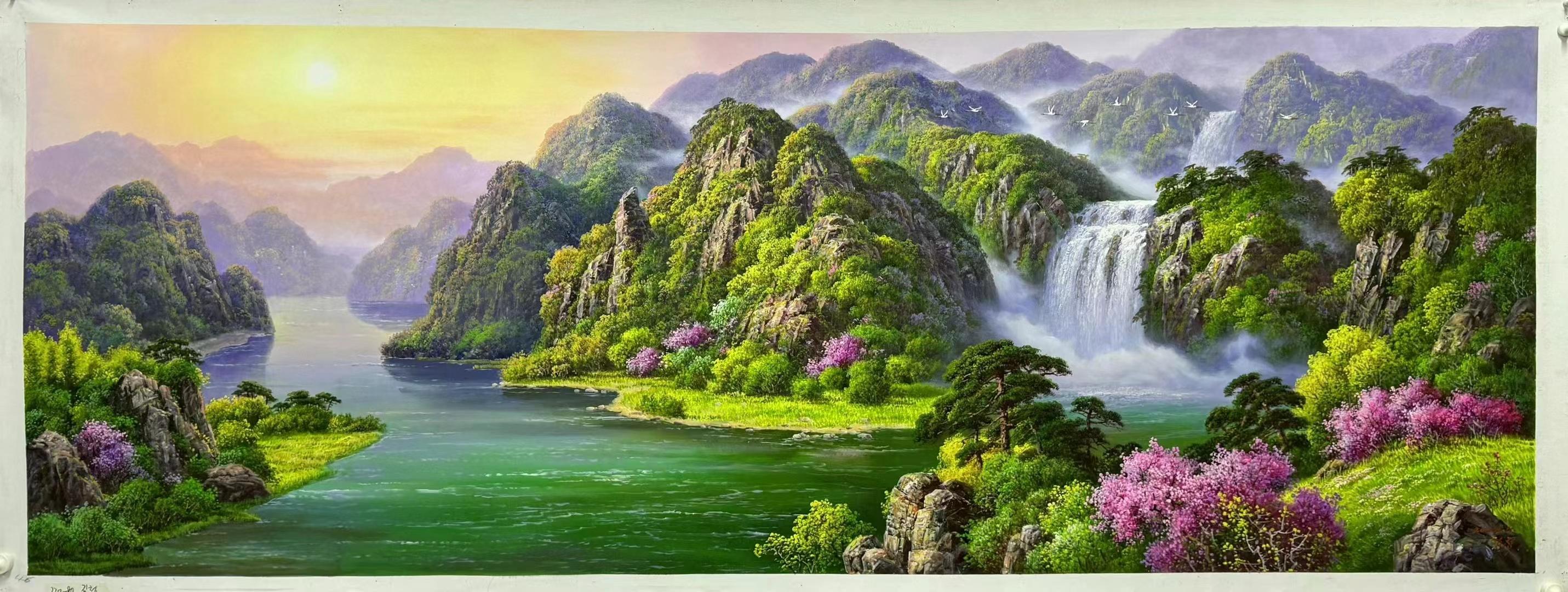 朝鲜画家创作基地 的想法: 朝鲜油画《红日辉耀黄金满地》