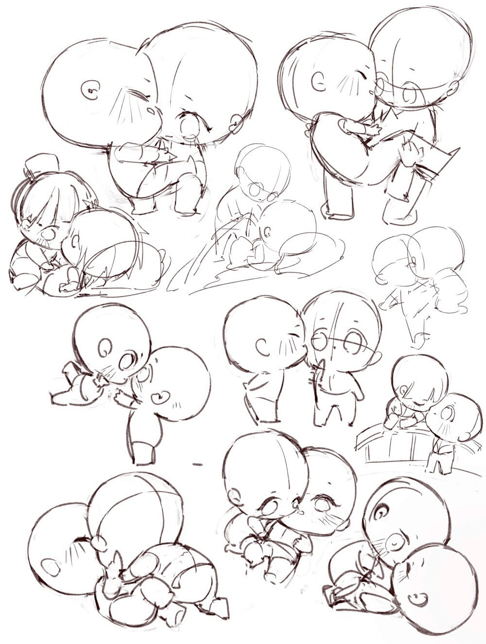 板绘研究所 的想法: 【绘画素材】q版小人模板