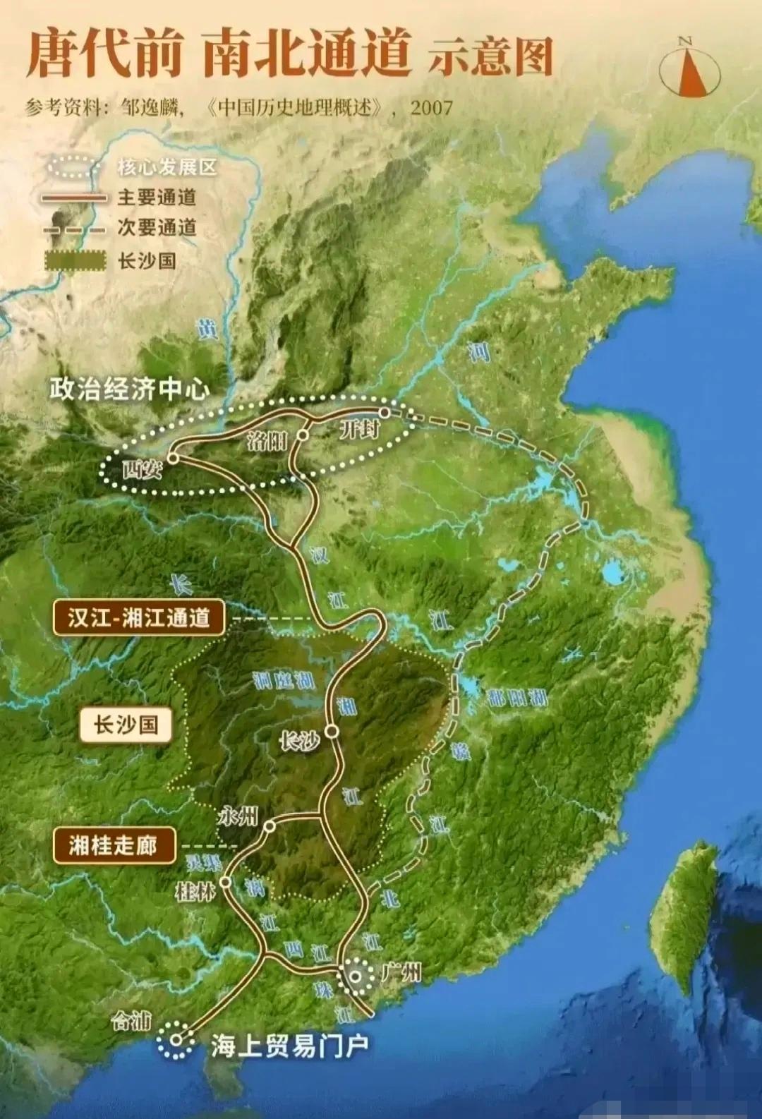 掌上名朱 的想法 唐朝前 南北通道示意图