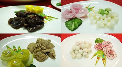 这是在后厨拍的,中间的叫做彩蝶起舞,与周围八个冷菜称作"八味宴宾"