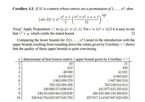 123456789组成的3×3的矩阵的行列式最大的值是多少？