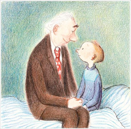 艾斯本站在窗口挥着手,目送爷爷消失在了黑暗中.