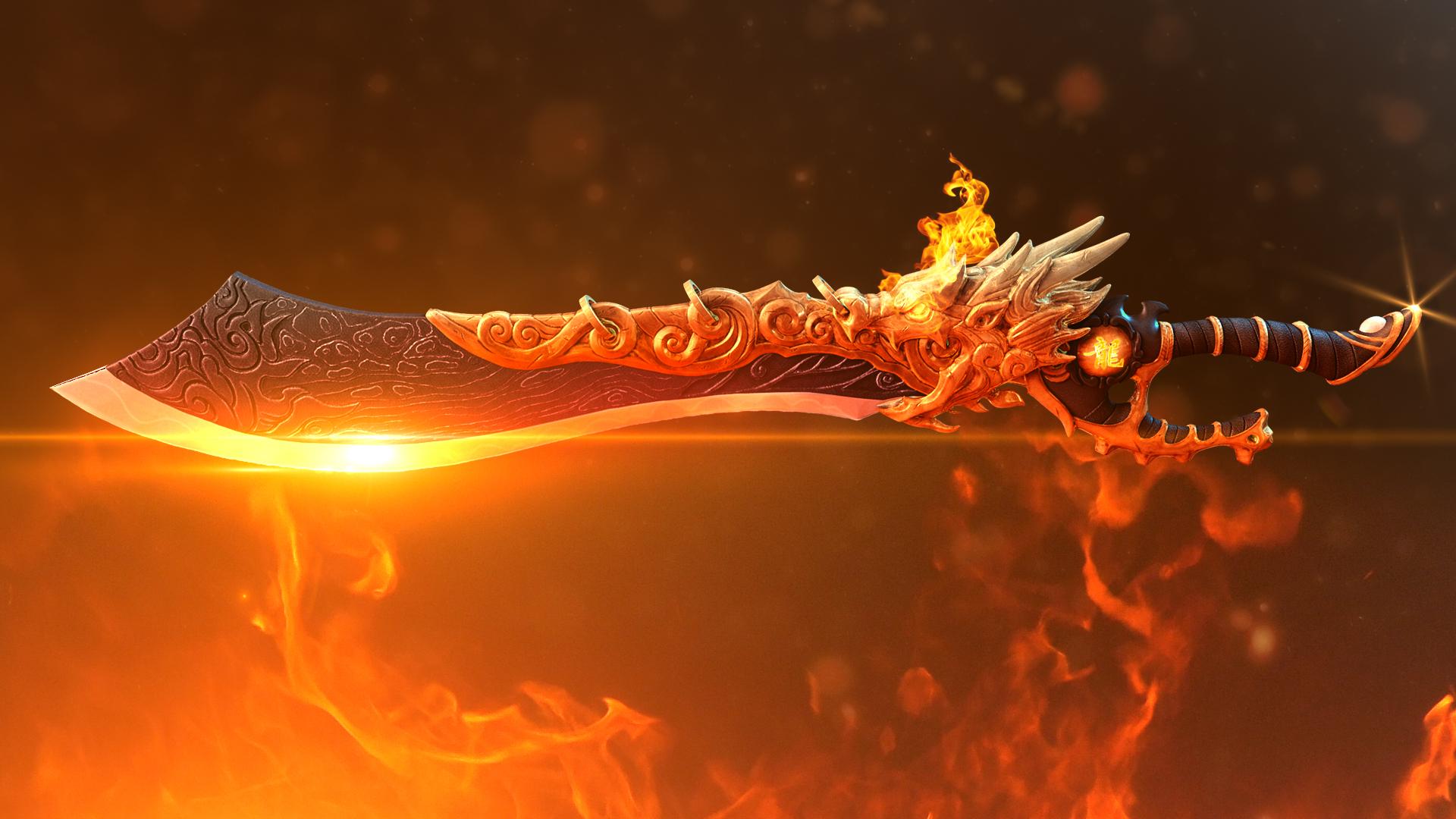 这是游戏里的屠龙刀:倚天剑和屠龙刀,按小说讲,是造于南宋末.