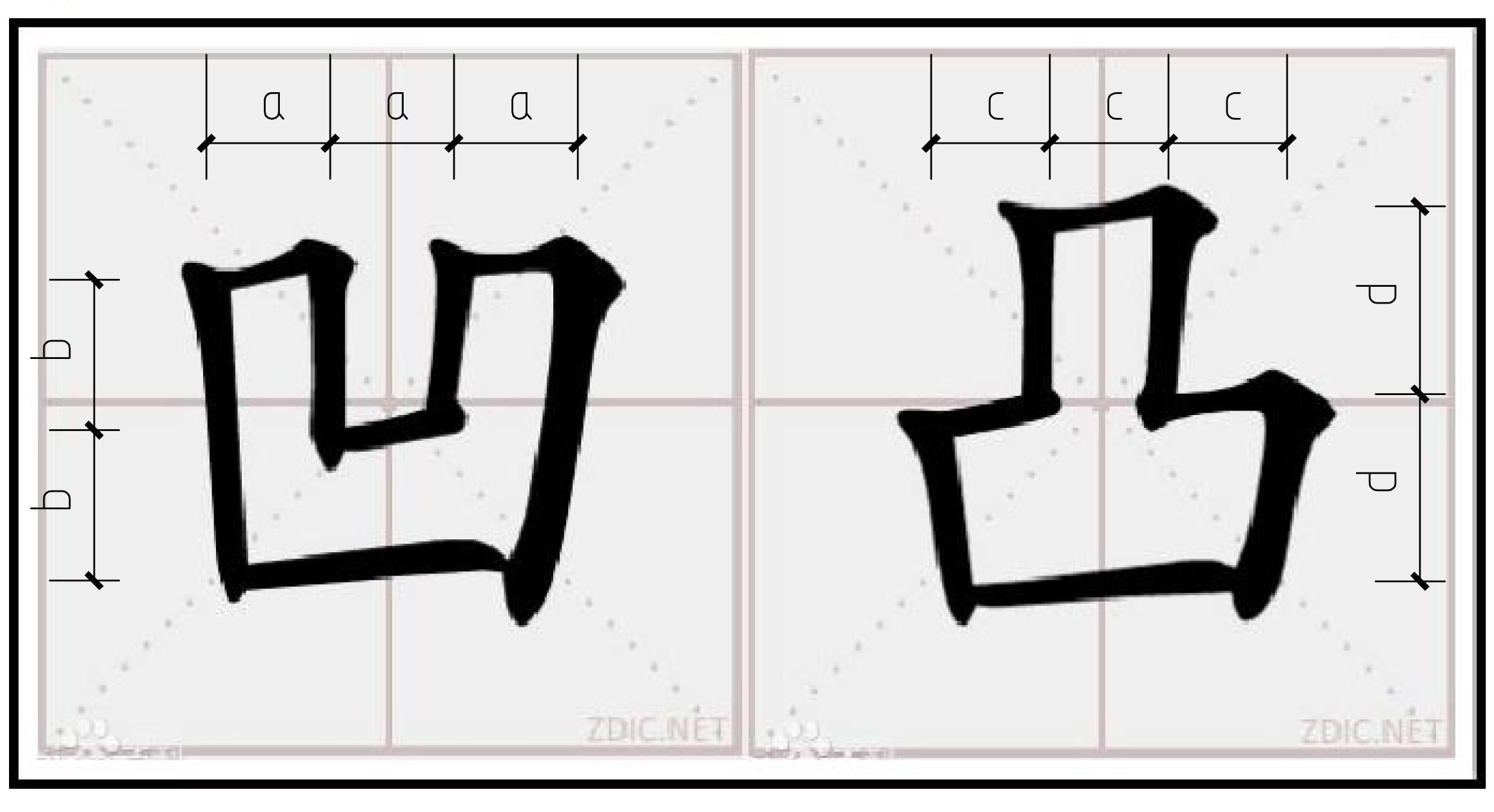 怎样把「凹凸」两个字写好看?