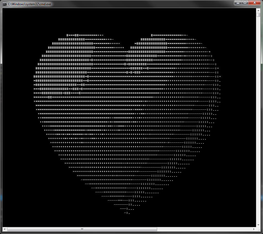 如何用c语言画一个"心形"?