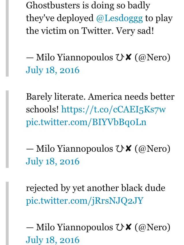 如何看待美国同性恋白人男青年、保守派网站编辑milo yiannopoulos的推特账户遭ceo封禁？