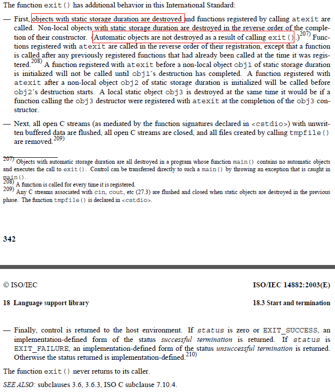 C++里调用exit,内存中的对象没调用析构函数就退出程序了?那不是很容易导致内存泄露! - 知乎