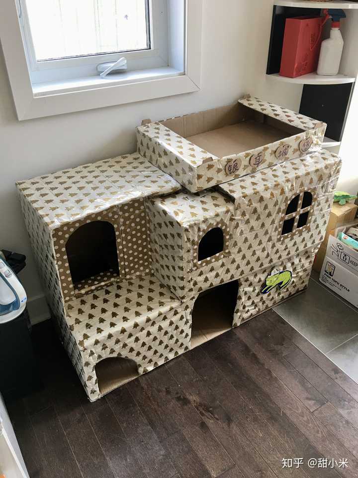 自制猫窝纸箱房子图片