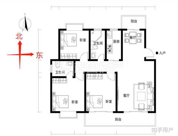 戶型後再來看看你貼圖的這個戶型:也不是很糟糕,至少從圖上看南北通透