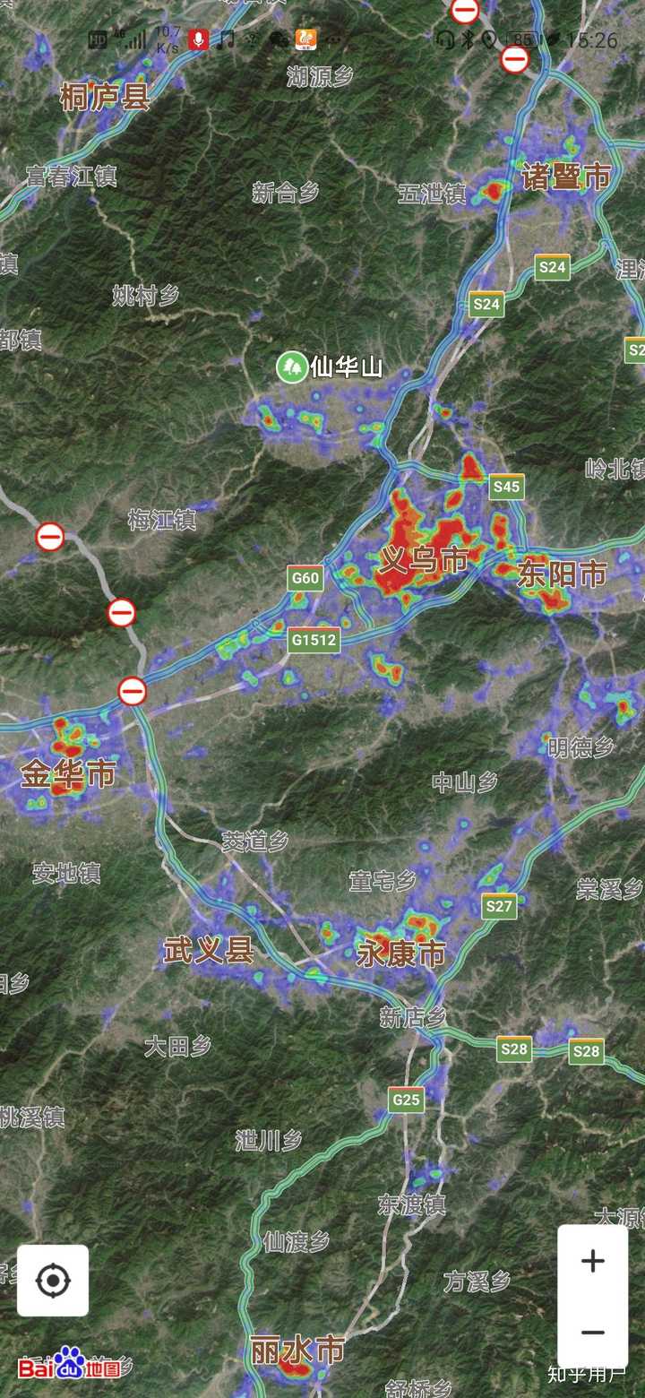 对照一下省内的四大都市圈的同比例同时间段热力图. 这是杭州