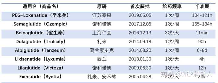 衍生物，包括利司那肽（lixisenatide）和聚乙二醇洛塞那肽（peg loxenatide）。