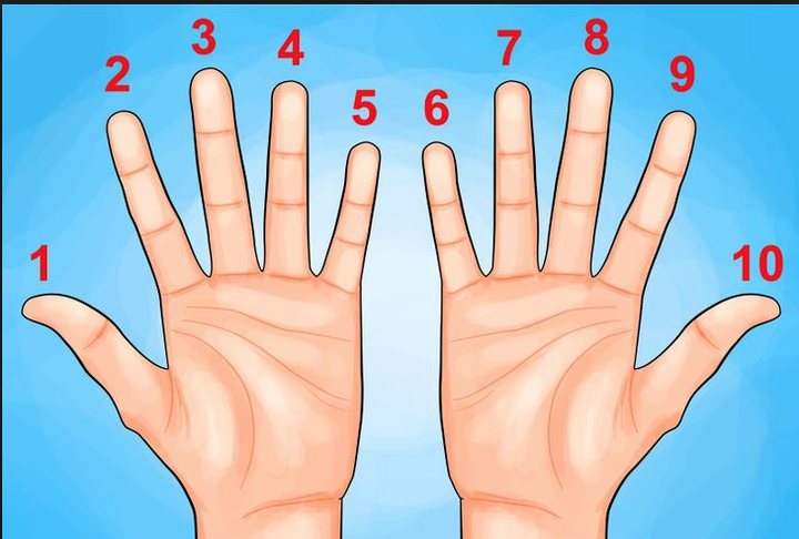 比如     9,这样就行了,以折回去的手指为分界线,左边 3,右边 6,得到