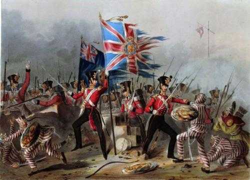 (油画中的英军.在一鸦期间多次刺刀肉搏,清军每次都是溃败)