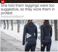 She told them leggings were too suggestive, so they wore them in protest