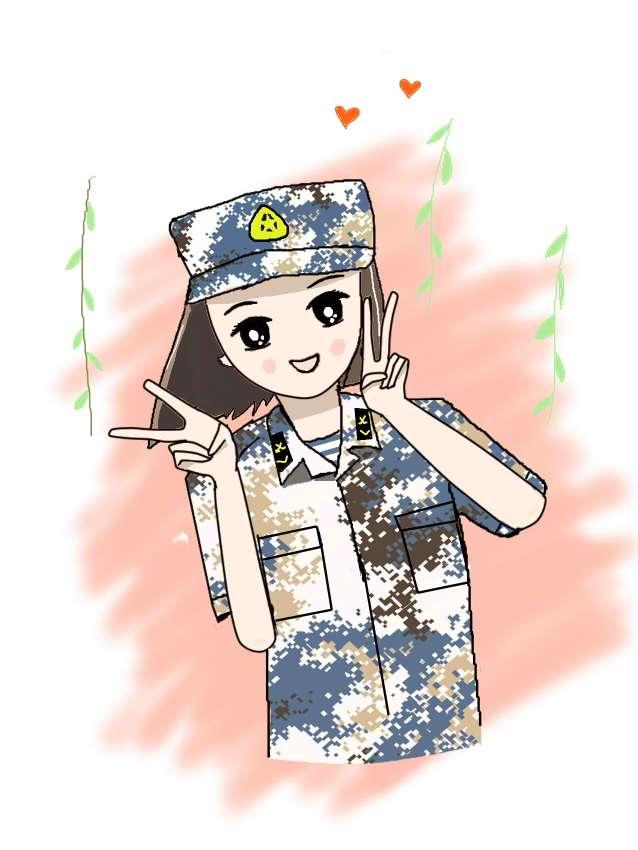 中国女军简笔画图片