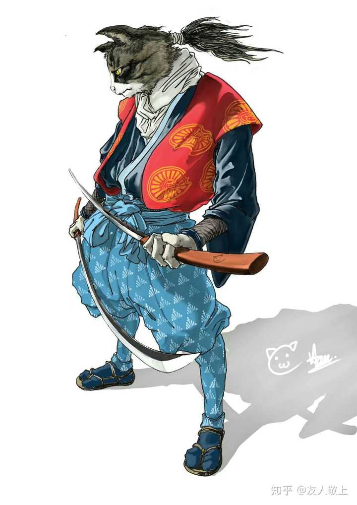 猫武士(板绘,创意是舶来的,猫是自家的.