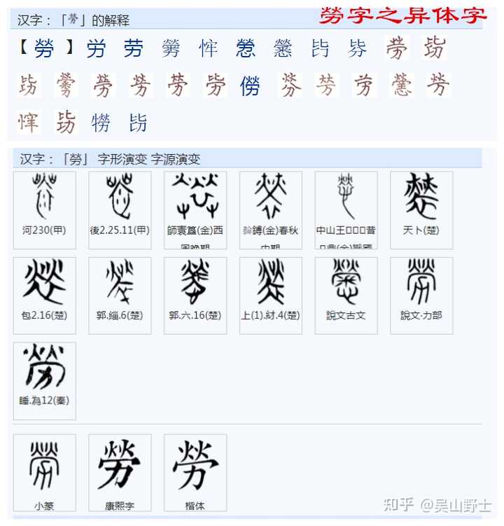 “劳”字的演变是怎么样的? - 知乎