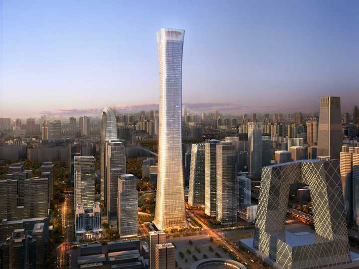 个人认为北京最高大厦中国尊还是比较渗透中国传统元素的,由美国kpf