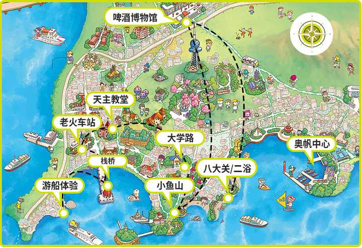 青岛旅游地图简笔画图片
