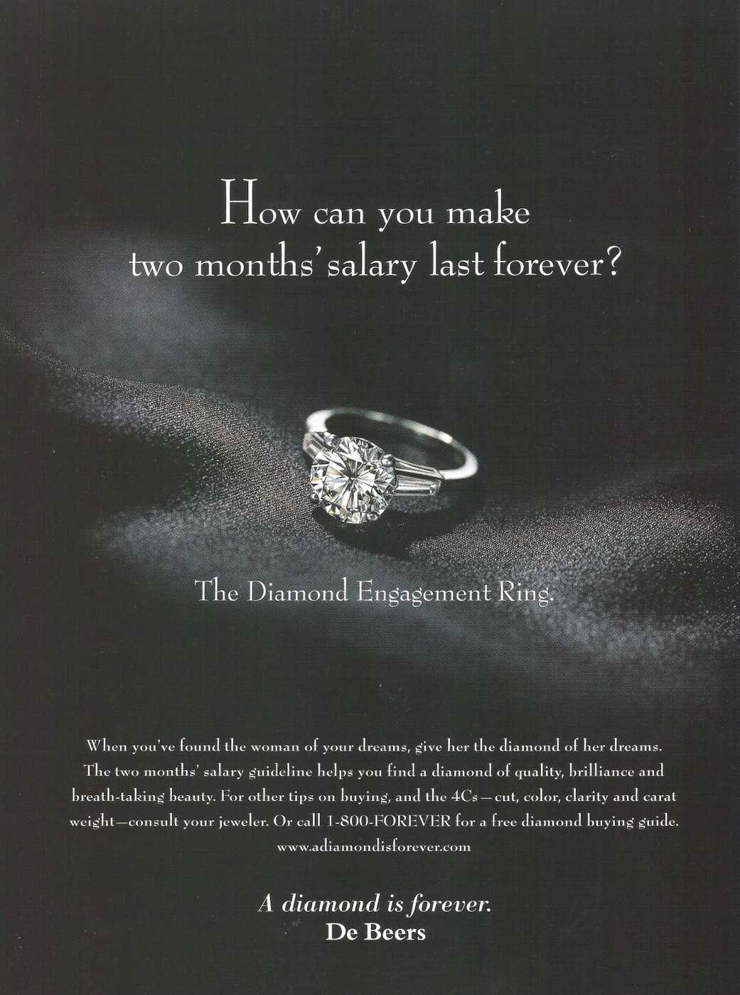 from debeers diamond engagememt ring ad 2001.