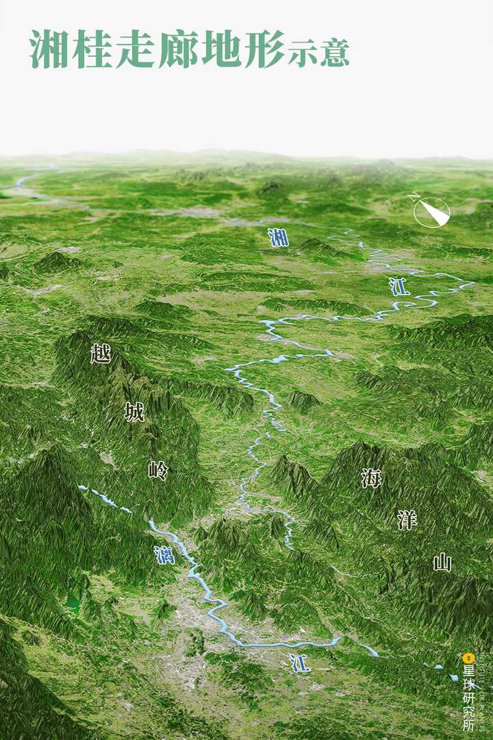湘桂走廊地形示意,制图@郑艺/星球研究所