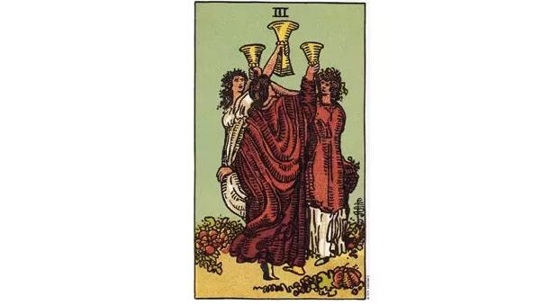 圣杯三,预示着幸福的生活,新关系的展开,甜蜜的婚姻.