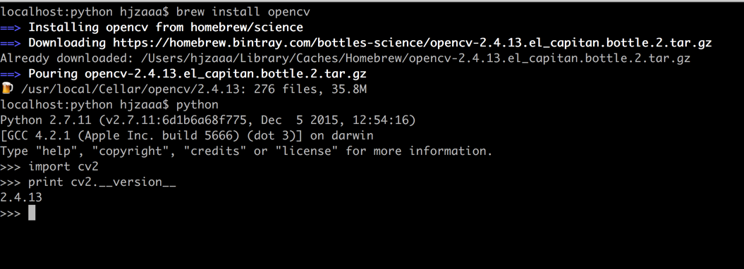 Mac osx10.11如何安装Opencv? - Python