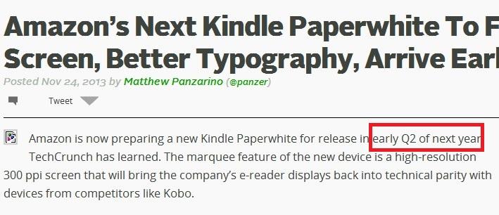 Kindle Paperwhite 3 何时上市? - Kindle Paper