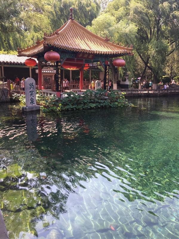 趵突泉的水映波光,照片我拍的不是特别好,却是我和我男朋友高考完出来