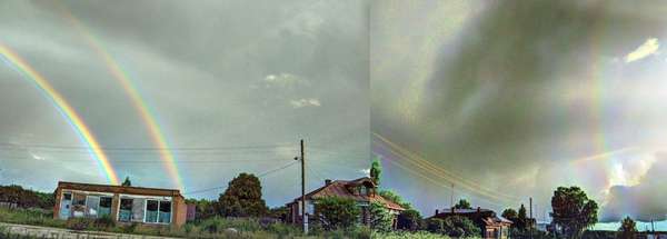 下图是 2011 年拍摄的真四重彩虹的第三第四彩虹,第一第二彩虹在拍摄
