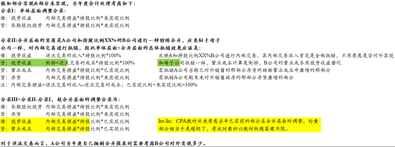 关于投资企业对联营企业顺流\/逆流交易的处理