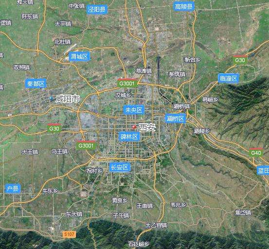 以后再用天地图量面积吧…… 同一高度下石家庄的卫星图 西安本来就是
