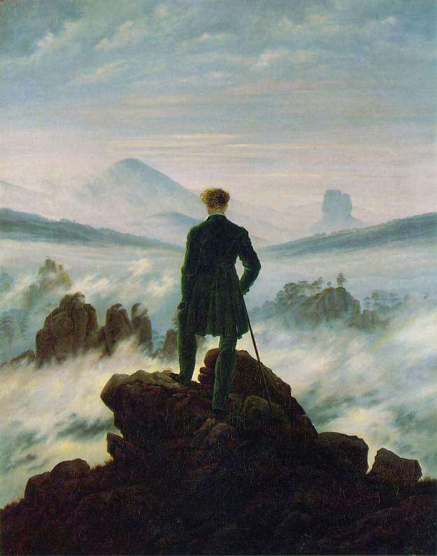 求一幅油画,是一个西装革履的人的背面,站在山巅,叫什么名字?
