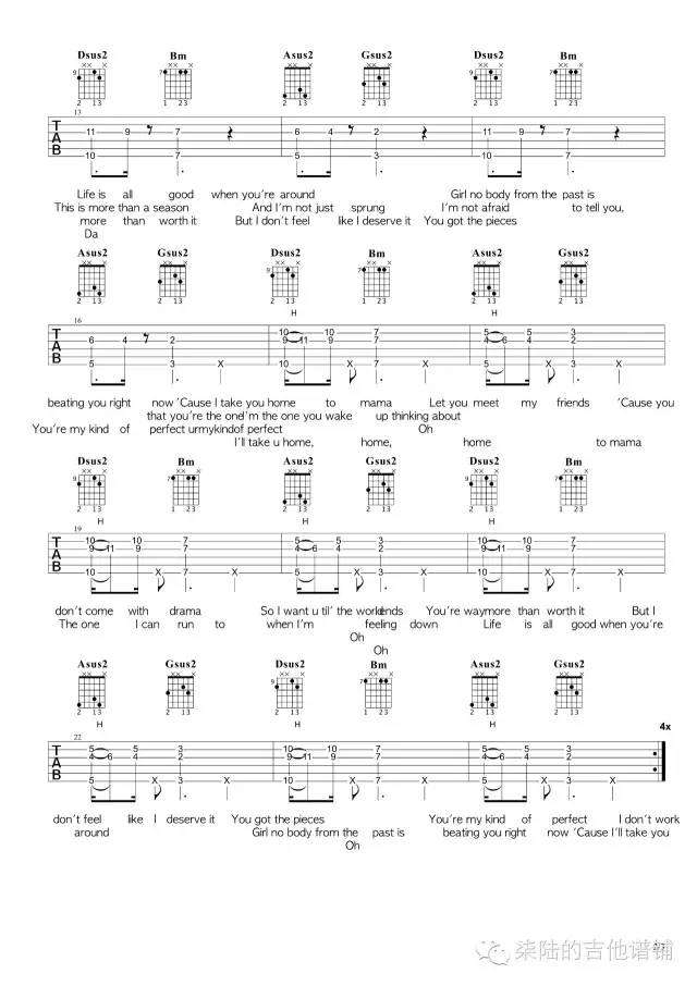 求比伯的《home to mama》吉他谱?
