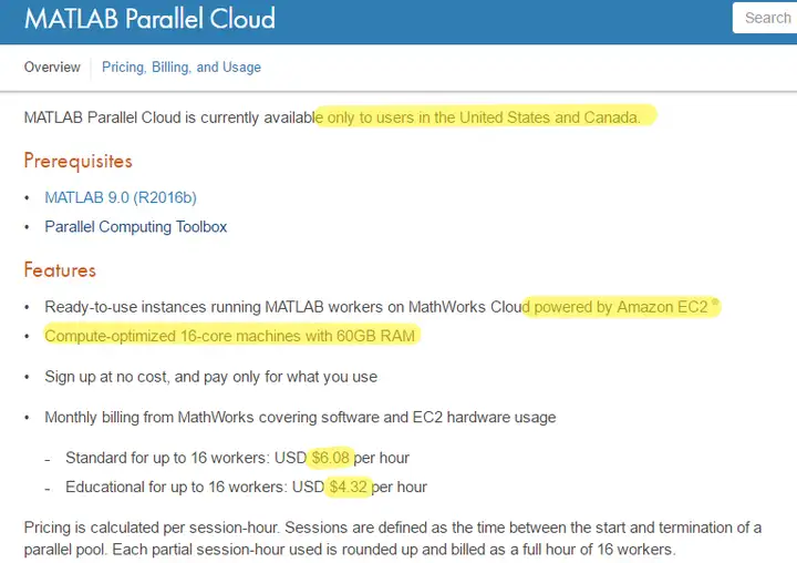 有没有支持MATLAB的云计算平台?8
