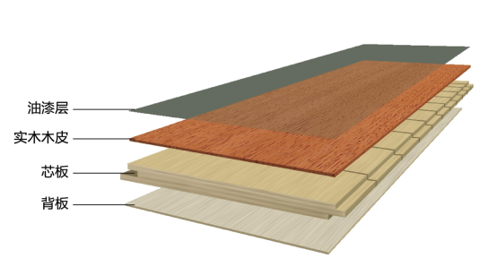 再来一张对比照,多层实木地板结构图