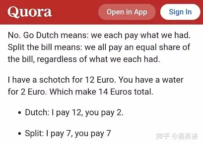 ②lets split the bill/check.我们平摊吧.