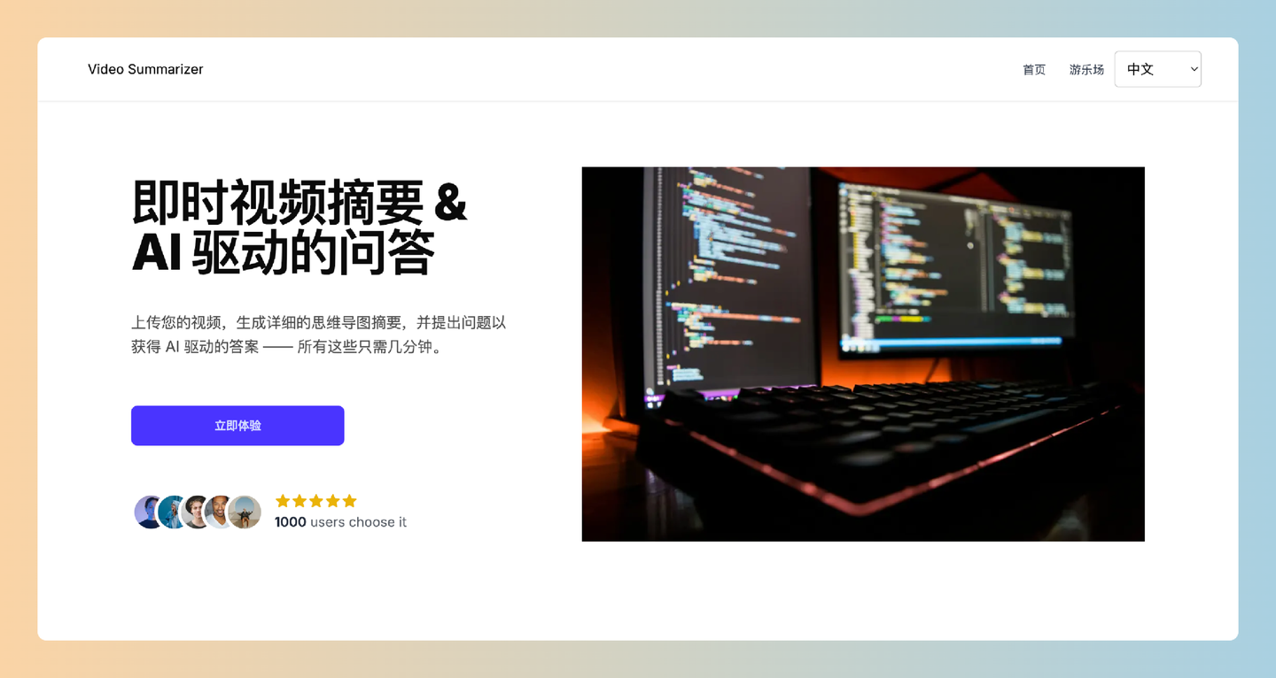 VideoSummarizers.ai：基于人工智能的视频摘要和问答工具，用户只需上传视频，系统就能自动生成详细的摘要和思维导图-墨桅博客
